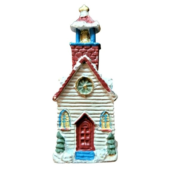 Miniature Pewter Church Building Hand Painted Holiday 2.5" Train Set JH1829200 - Picture 1 of 4